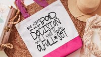 bad decisions quote funny tote bag divorce gift for her, bad decisions make good stories girls trip totes 2026, snarky gifts, reusable