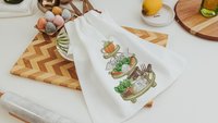 carrot patch tea towels for bathroom, Easter hostess gifts for women, gardening gifts for mom, garden kitchenette decor, bunny kitchen towel