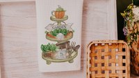 carrot patch tea towels for bathroom, Easter hostess gifts for women, gardening gifts for mom, garden kitchenette decor, bunny kitchen towel