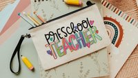 back to school pencil pouch with zipper, preschool teacher gifts for women, first day of school gifts for teachers, pre k school supplies