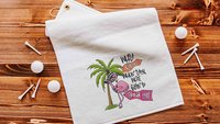 born to stand out flamingo golf towel with hook, cute golf bag accessories for her, golfer bff gifts for women, golf ball towel with grommet