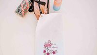 it's all about balance sweat towel with grommet, flamingo gifts for adults, cute yoga towel, gym bag accessories, workout gifts for her
