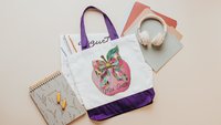 personalized watercolor apple for teacher tote bag with name, cute teacher gifts for coworkers, coquette totes for books, preschool teacher