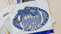 personalized seersucker football tote bag for school, maroon school spirit bag with name, senior gifts for cheerleaders, football cheer mom