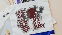 high school football cheer tote bag for school, tailgate essentials, purple school spirit tote bags for back to school, cheer squad gifts