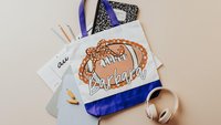 personalized seersucker football tote bag for back to school, gold school spirit items, girly football tote for games, football mom gifts