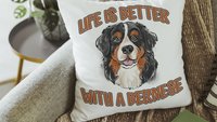 life is better with dogs Bernese mountain dog throw pillow for couch, Bernese mountain dog gifts for her, Berner Sennenhund cute dog lover