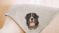 bernese mountain dog blanket personalized in memory of dog blanket for dog lovers, dog sympathy gift with name, loss of dog memorial gift