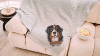bernese mountain dog blanket personalized in memory of dog blanket for dog lovers, dog sympathy gift with name, loss of dog memorial gift