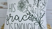 his grace is enough pillow for bedroom, Christian Mothers day gifts for godmother, moss green floral pillow covers 18 x 18, wildflower decor