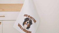 life is better with dogs golf towel Christmas gifts for golfers, golf stocking stuffers, Bernese mountain dog gift for him, golf bag towel