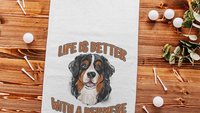 life is better with dogs golf towel Christmas gifts for golfers, golf stocking stuffers, Bernese mountain dog gift for him, golf bag towel