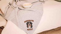personalized dog name blanket 50 x 60, best gifts for dog lovers, Bernese mountain dog throw blanket for bed, unique dog mom gifts, cozy