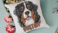 Personalized bernese mountain dog name throw pillows for sofa, bernese kitchen towels, dog lover gift for women, berney decor, cute dog gift