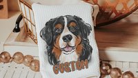Personalized bernese mountain dog name throw pillows for sofa, bernese kitchen towels, dog lover gift for women, berney decor, cute dog gift