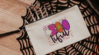 boo tiful trick or treat bag for girls, neon Halloween tote bag for teachers, boo basket stuffers for teenage girls, cute ghost makeup bag