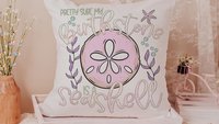 pretty sure my birthstone is a seashell funny throw pillows for pink bed, beachcomber finds, coastal gifts for college girls, lanai decor