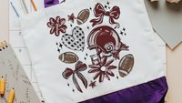 maroon school pride football coquette tote bag for women, school spirit bags, trendy school supplies, game day gear, football mom gift, cute