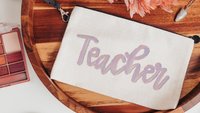 kindergarten teacher pencil bag cute teacher gifts for women, stocking stuffers for teachers, secret Santa gift for coworker, teacher makeup