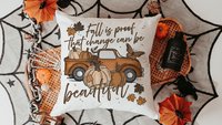 fall is proof that change is beautiful pumpkin truck decorative pillows for fall, autumn decor bedroom throw pillows for bed, fall host gift
