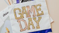game day tote bag for women, purple school pride football mom gifts, back to school gifts for school staff, tailgate gear, sports tote bag
