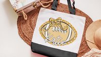 personalized powderpuff football tote bags with name, carolina blue school spirit bags for girls, cheer gifts for besties, cheerleader gifts
