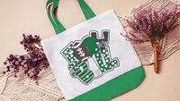 high school football cheer tote bag for school, tailgate essentials, purple school spirit tote bags for back to school, cheer squad gifts