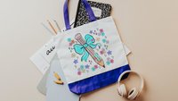 colorful leopard print teacher tote bag for books, cute teacher gifts for coworkers, pencil coquette tote bag for teachers, kindergarten