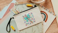 colorful pencil pouch with zipper, school supplies for girls, turquoise coquette bow pencil bag for tweens, back to school gifts for kids