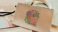 teacher coquette pencil pouch personalized pastel apple for teacher wristlet with name, cute teacher gifts for coworkers, teacher makeup bag