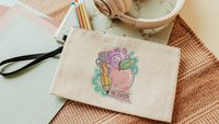 teacher coquette pencil pouch personalized pastel apple for teacher wristlet with name, cute teacher gifts for coworkers, teacher makeup bag