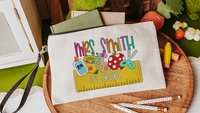 personalized pencil pouch for teachers, school supplies, cute pencil bag for purse, back to school gifts for coworkers, first grade teacher