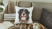 personalized Bernese mountain dog throw pillow cover 18 x 18, loss of dog memorial gift, remembrance dog pillow with name Berner mom and dad