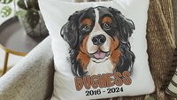 personalized Bernese mountain dog throw pillow cover 18 x 18, loss of dog memorial gift, remembrance dog pillow with name Berner mom and dad