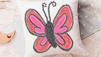 pink butterfly throw pillow for bed cute butterfly gifts for her, garden nursery decor, reading nook pillow, birthday gifts for little girl