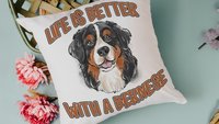 life is better with dogs Bernese mountain dog throw pillow for couch, Bernese mountain dog gifts for her, Berner Sennenhund cute dog lover