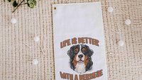 life is better with dogs golf towel Christmas gifts for golfers, golf stocking stuffers, Bernese mountain dog gift for him, golf bag towel