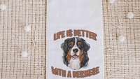 life is better with dogs golf towel Christmas gifts for golfers, golf stocking stuffers, Bernese mountain dog gift for him, golf bag towel