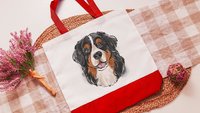 bernese mountain dog tote bag for dog lover, berner mama dog walking bag for women, cute dog gifts beach bag for friends, dog mom tote bag