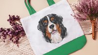 bernese mountain dog tote bag for dog lover, berner mama dog walking bag for women, cute dog gifts beach bag for friends, dog mom tote bag