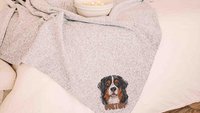 personalized bernese mountain dog blanket for dog lovers, berner mom dog mom gifts for women, bernese mountain dog gifts for her, cozy throw