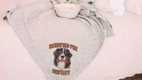 personalized dog name blanket 50 x 60, best gifts for dog lovers, Bernese mountain dog throw blanket for bed, unique dog mom gifts, cozy