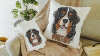 Personalized bernese mountain dog name throw pillows for sofa, bernese kitchen towels, dog lover gift for women, berney decor, cute dog gift