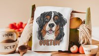 Personalized bernese mountain dog name throw pillows for sofa, bernese kitchen towels, dog lover gift for women, berney decor, cute dog gift