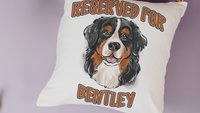 personalized reserved for dog pillow for couch, Bernese mountain dog throw pillow with name, Bernese mountain dog gifts for her, Berner mom