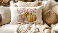 hello fall accent pillows for sofa, fall style gift, pink autumn decor, watercolor pumpkin fall decor best seller, fall host gift, sunflower