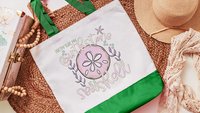 pretty sure my birthstone is a seashell sand dollar tote bag for women, funny beach bags girls trip gifts, coastal gifts for college girls