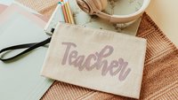 kindergarten teacher pencil bag cute teacher gifts for women, stocking stuffers for teachers, secret Santa gift for coworker, teacher makeup