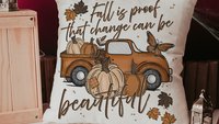 fall is proof that change is beautiful pumpkin truck decorative pillows for fall, autumn decor bedroom throw pillows for bed, fall host gift