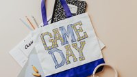 game day tote bag for daughter, red school spirit accessories for teachers, cheerleader gift from coach, college student gift, tailgate tote